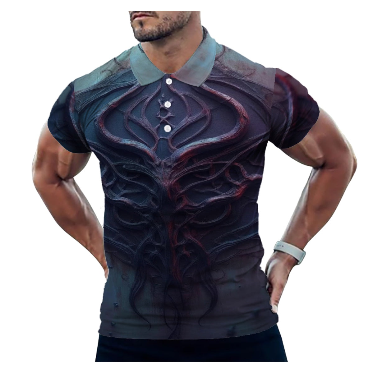 Polos à boutons pour hommes Slim Fit