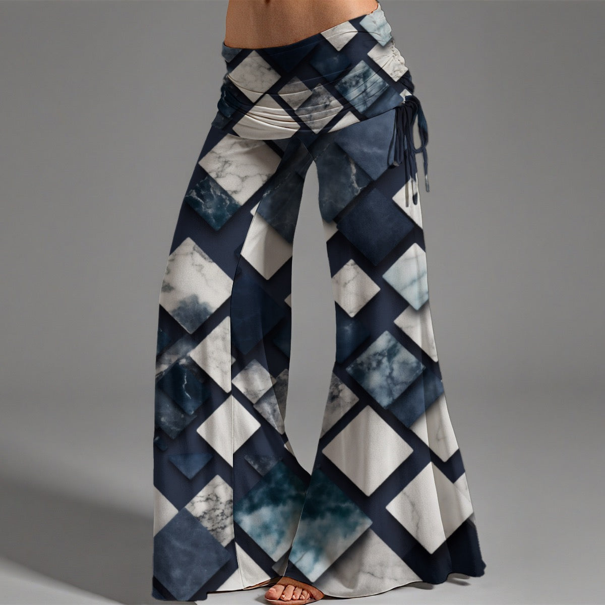 Pantalon taille haute à jambes larges