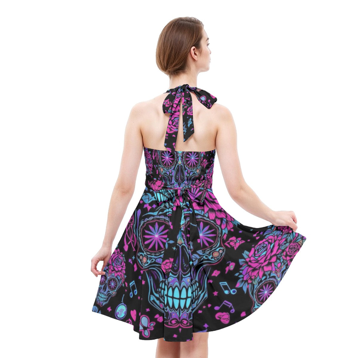 Robe patineuse licou sans manche pour femmes