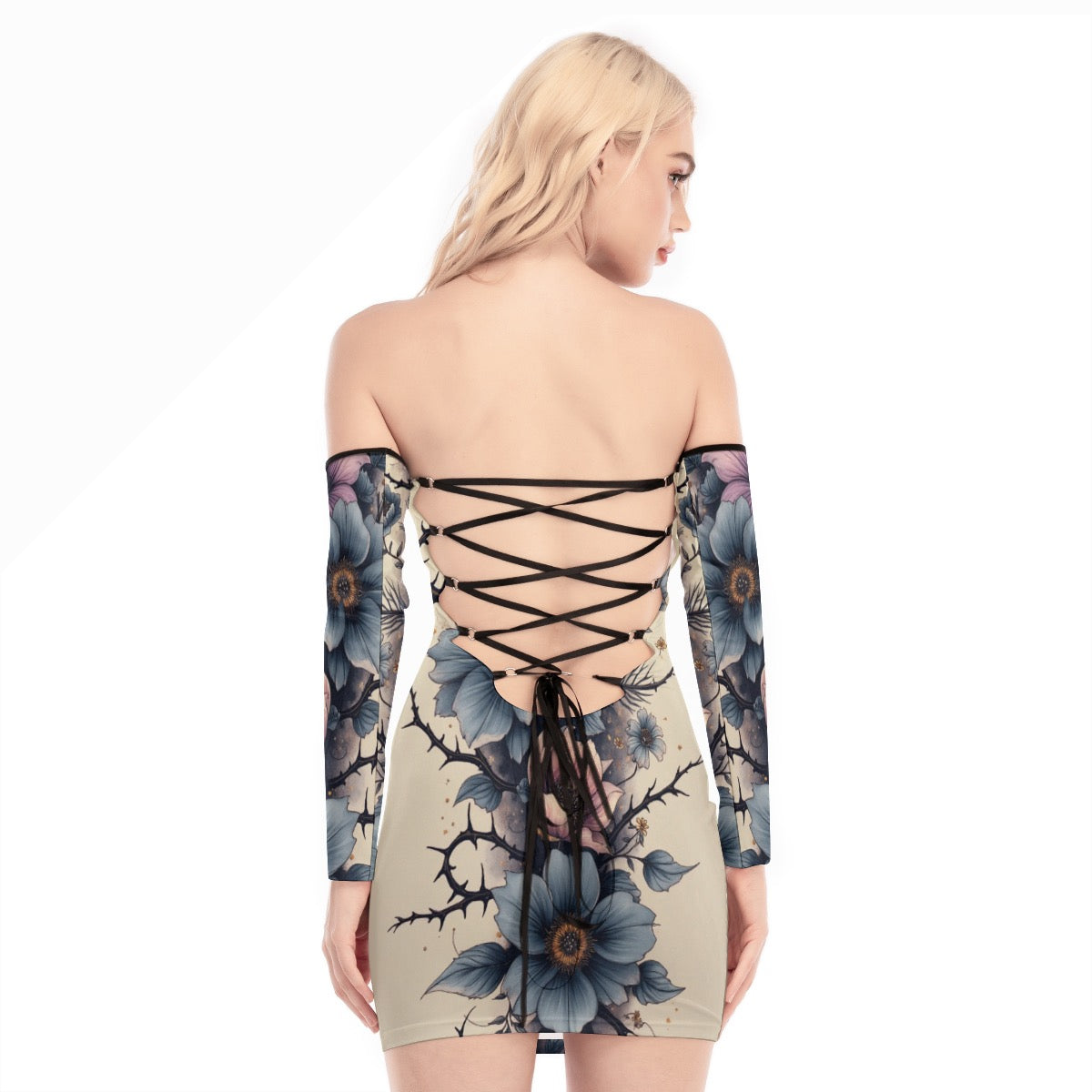 Robe Mini à épaules dénudées et lacets