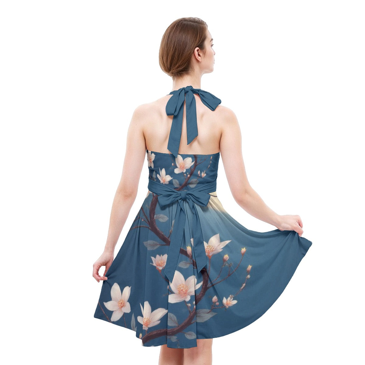 Robe patineuse licou sans manche pour femmes