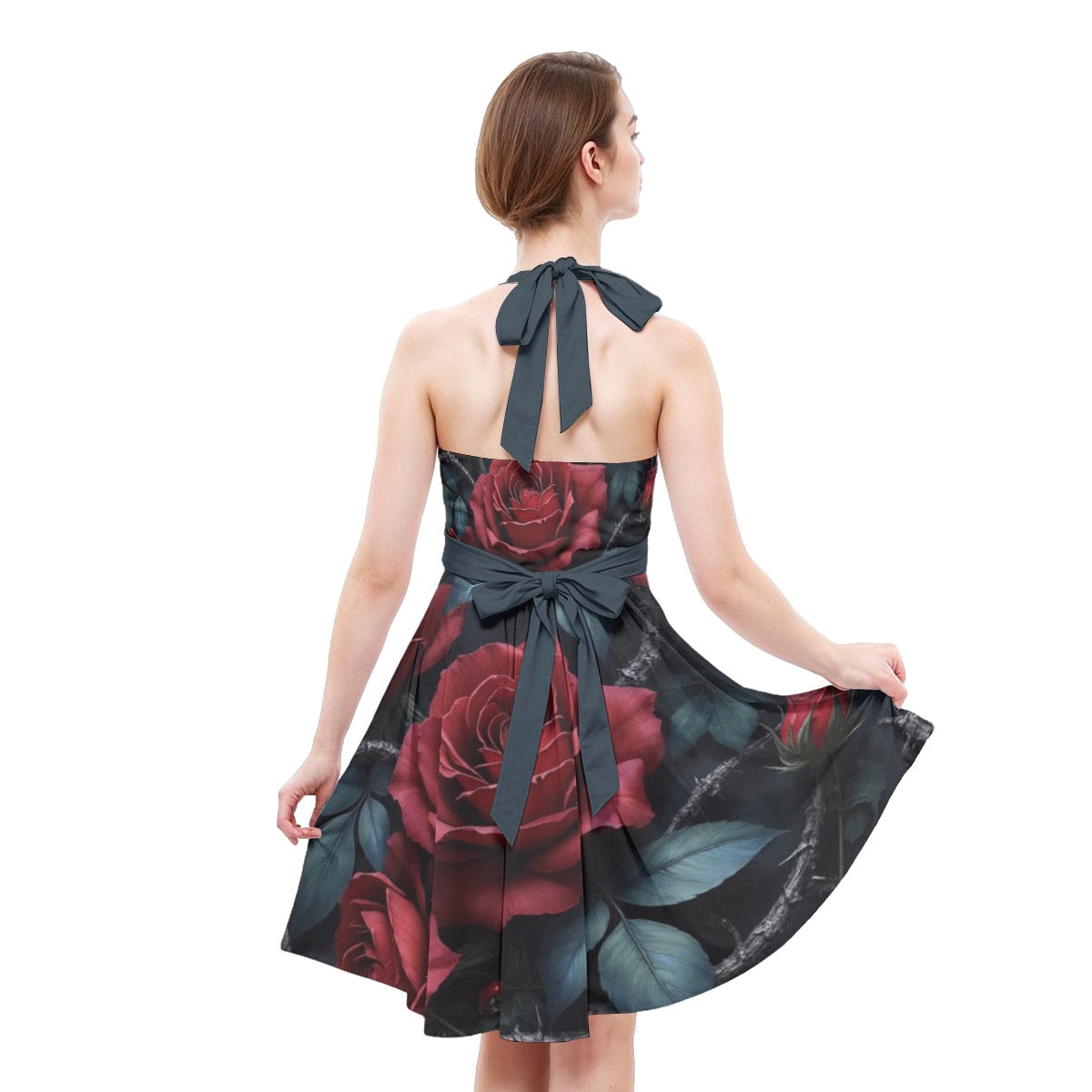 Robe patineuse licou sans manche pour femmes
