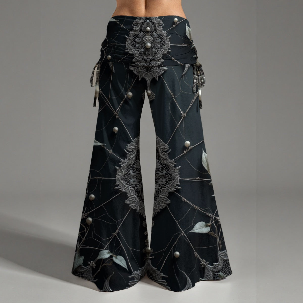 Pantalon taille haute à jambes larges
