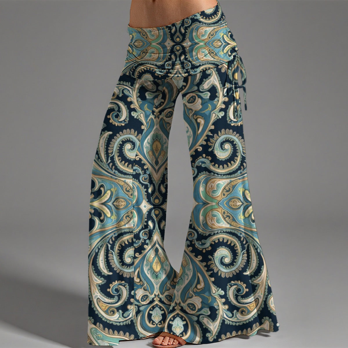 Pantalon taille haute à jambes larges