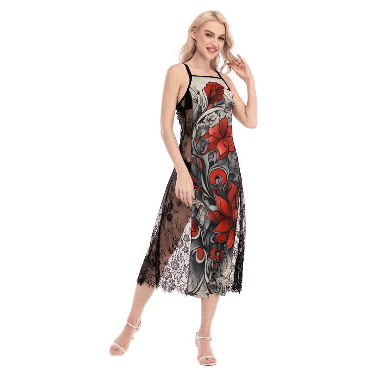Robe Cami croisée en dentelle