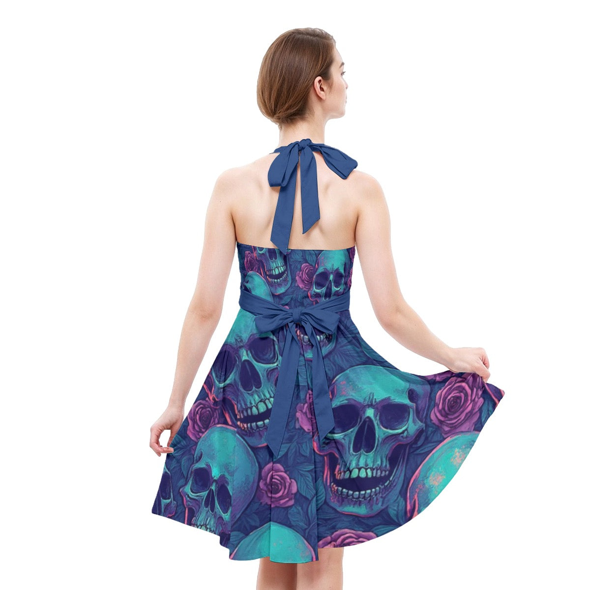 Robe patineuse licou sans manche pour femmes
