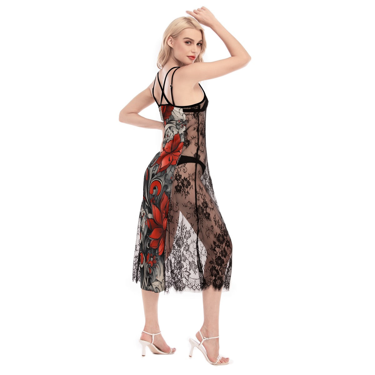 Robe Cami croisée en dentelle