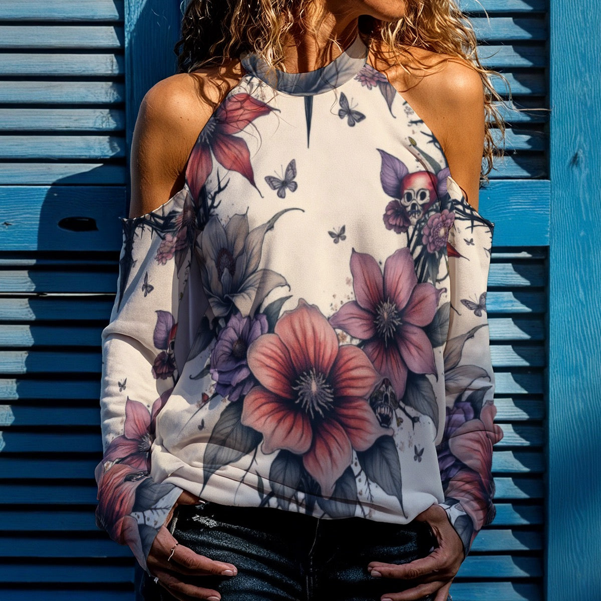 Sweat-shirt à épaules dénudées