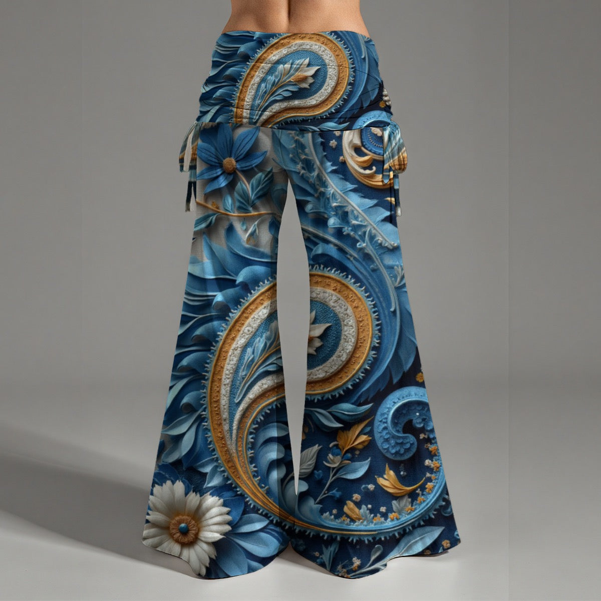 Pantalon taille haute à jambes larges