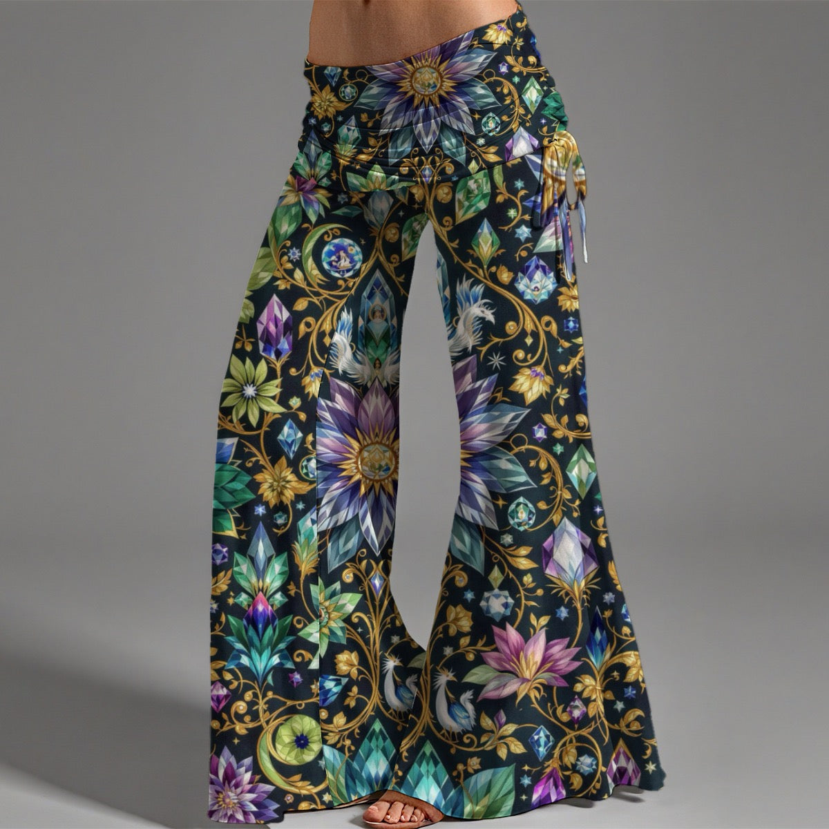 Pantalon taille haute à jambes larges