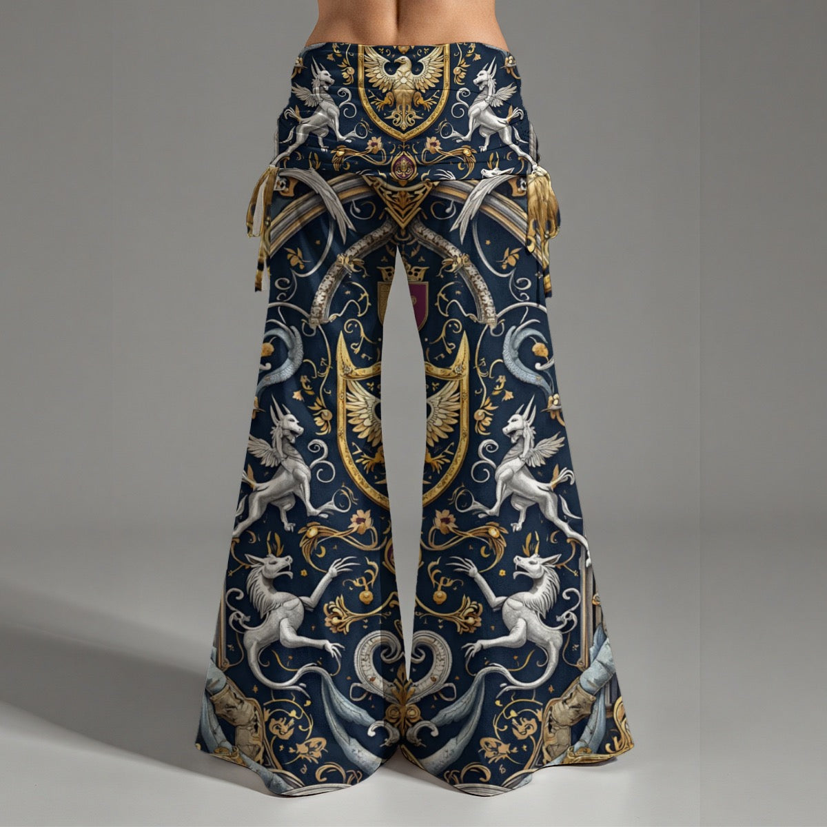 Pantalon taille haute à jambes larges