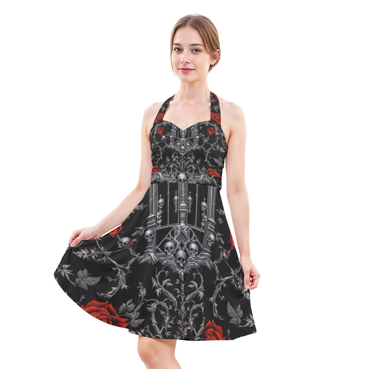 Robe patineuse licou sans manche pour femmes