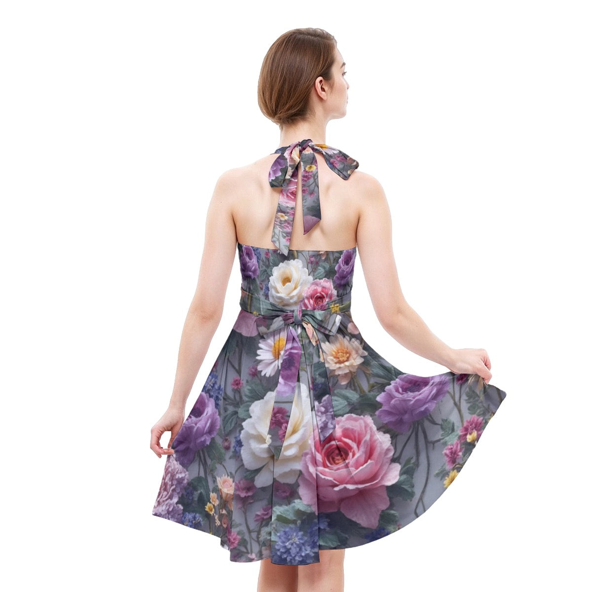 Robe patineuse licou sans manche pour femmes