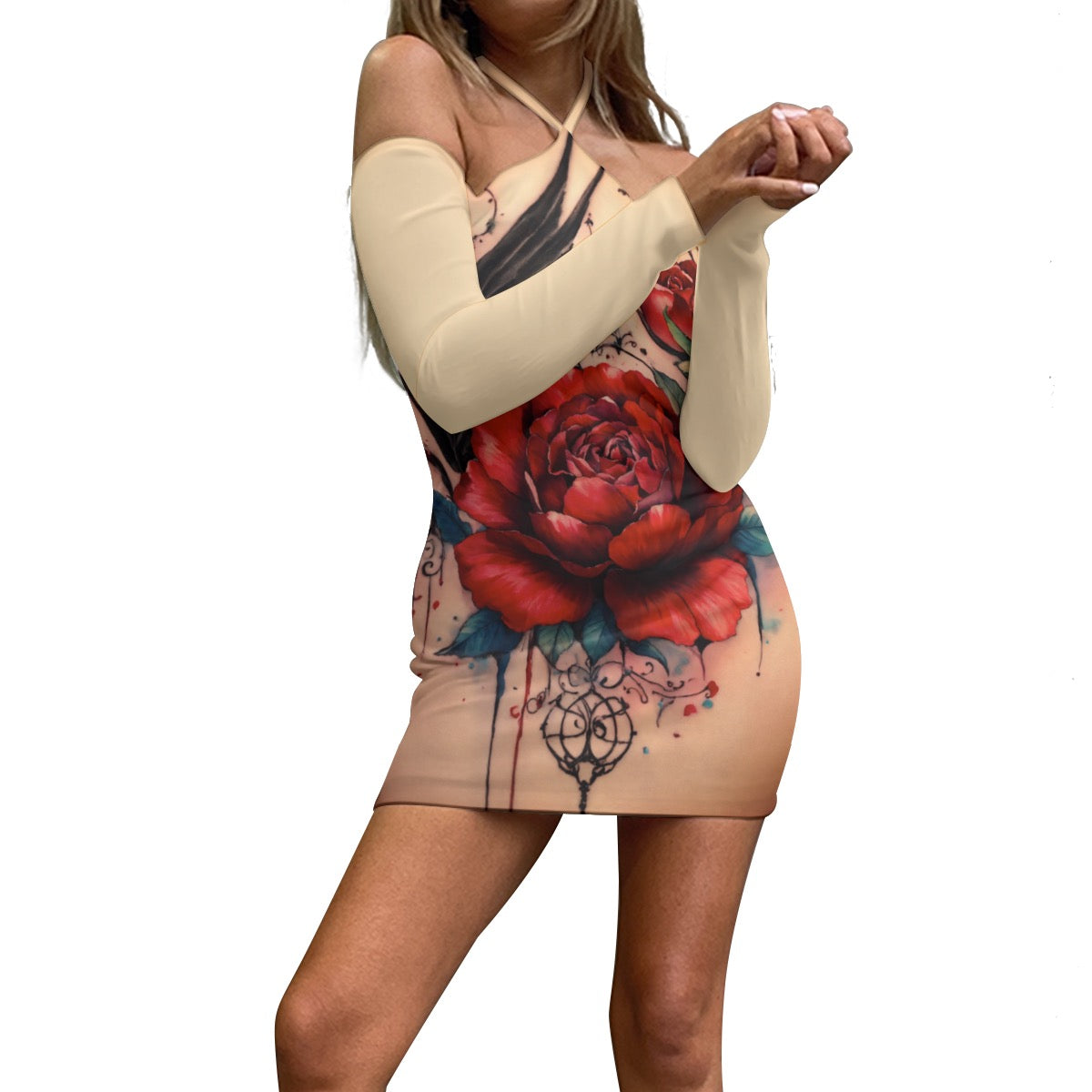 Robe manches longues à lacets