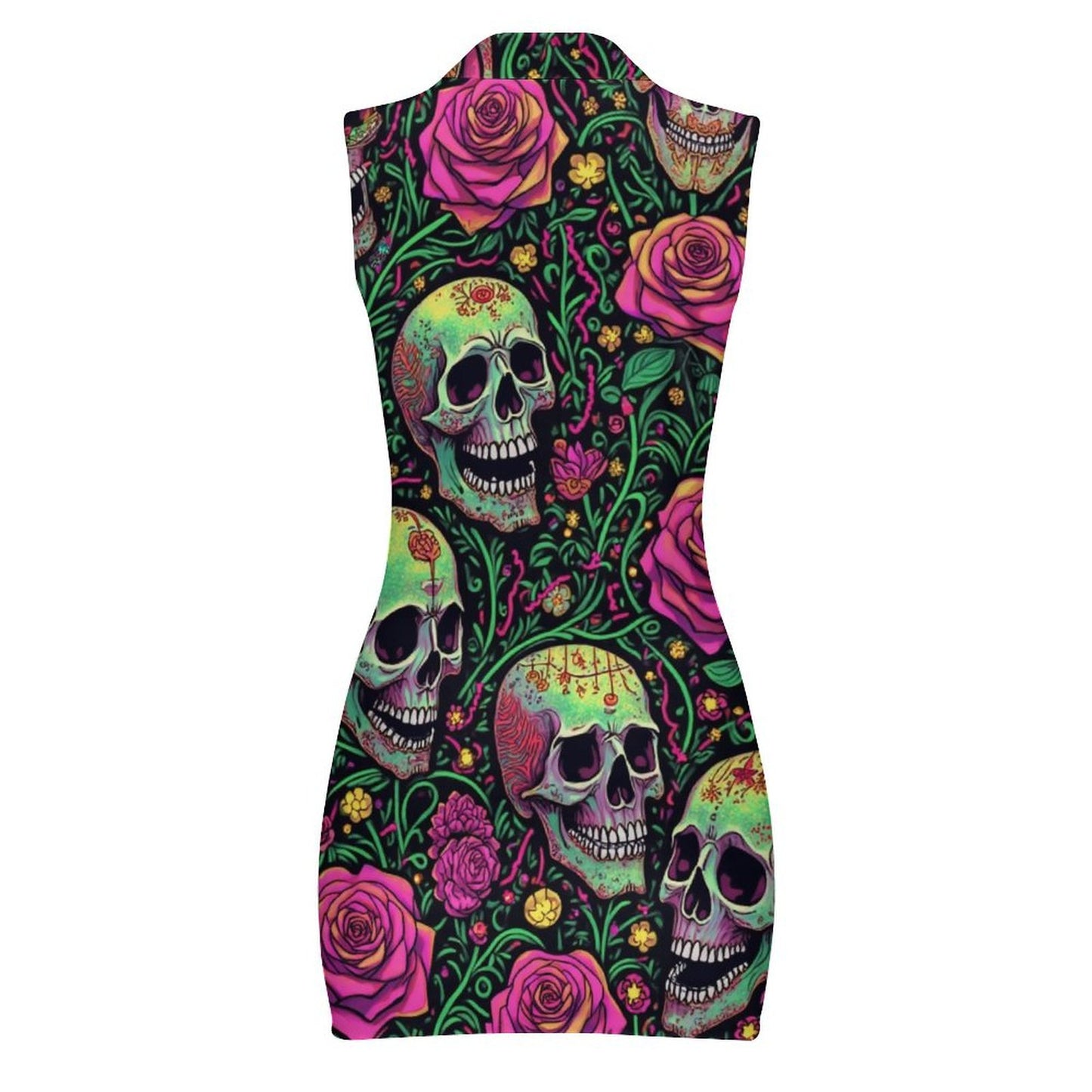 Robe Mini Moulante Zippée sans Manches
