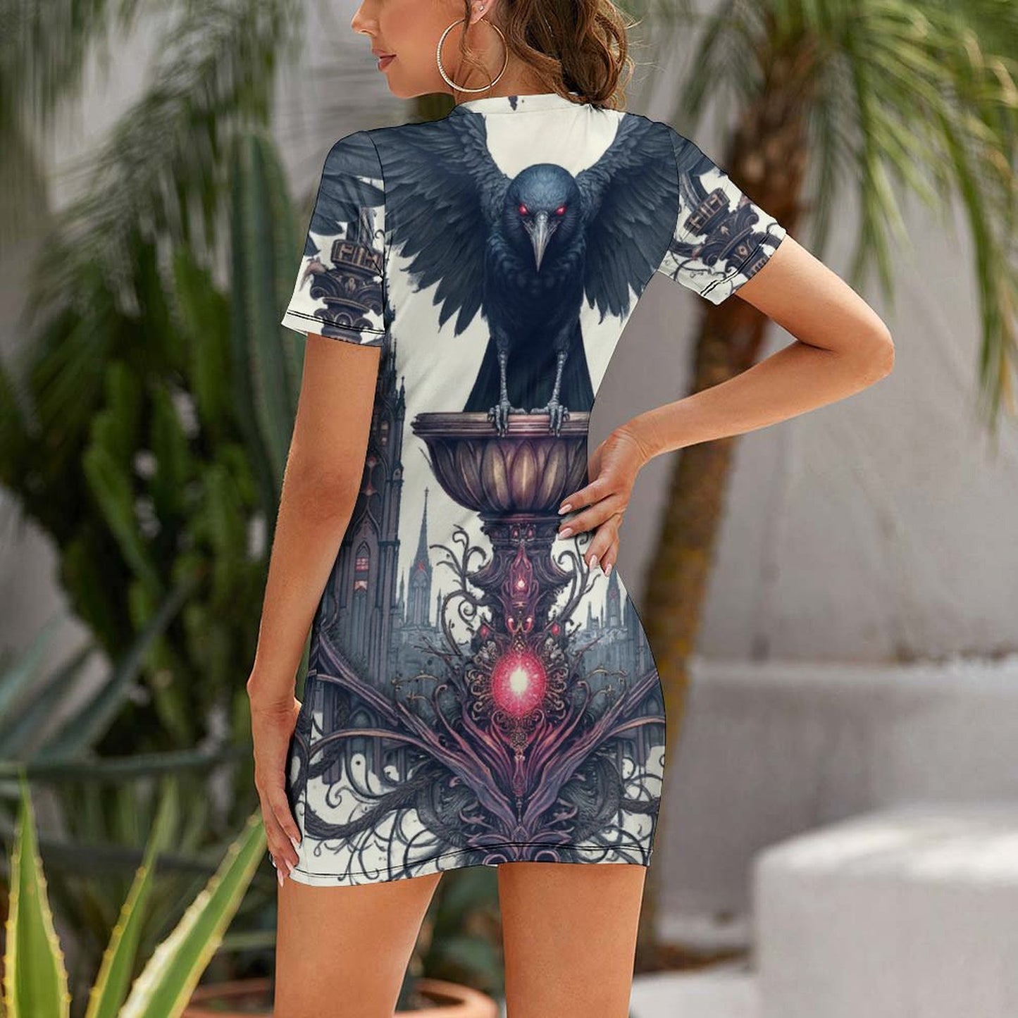 Robe Mini moulante à manches courtes