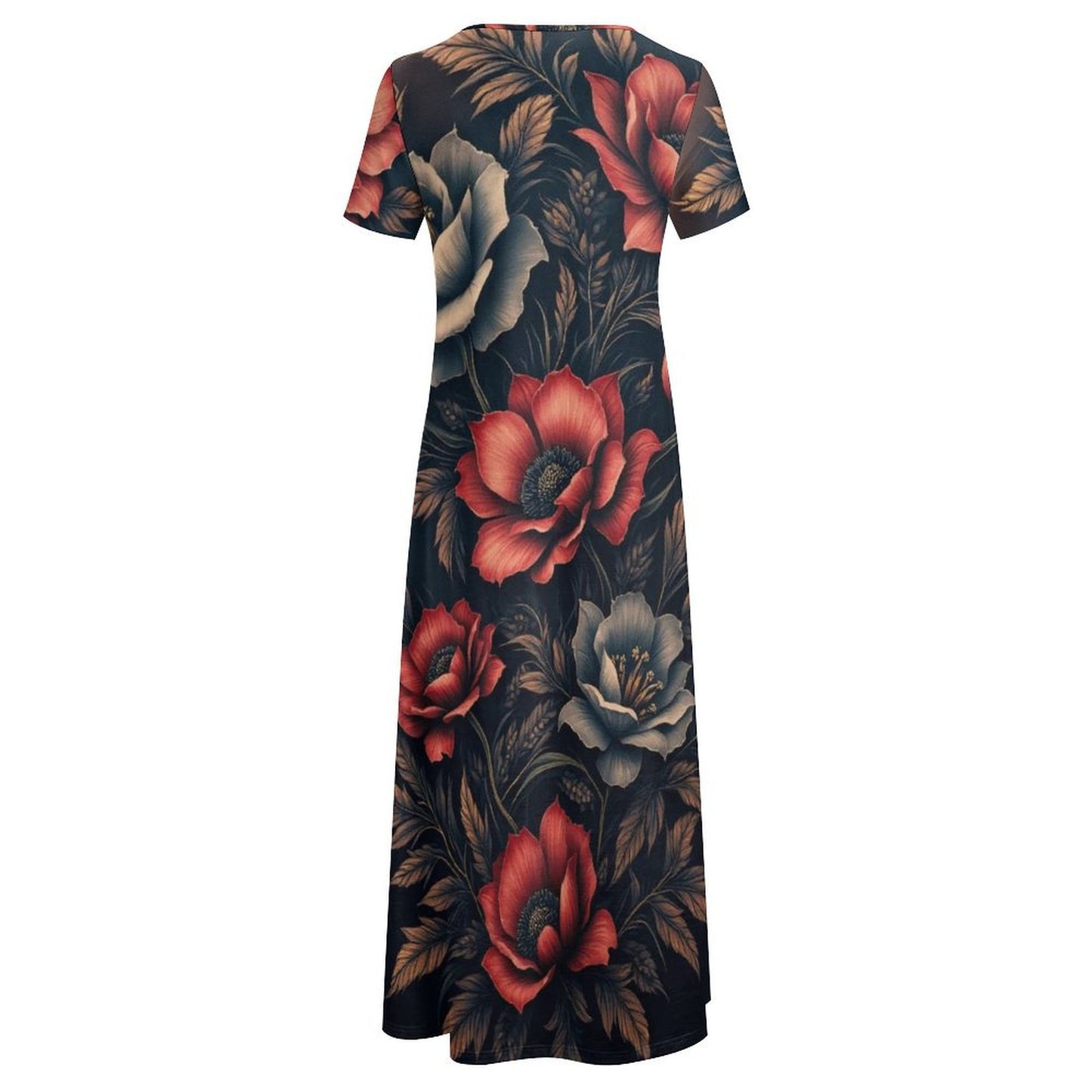 Round neck short sleeve dress Short Sleeve Round-Neck Long Dress