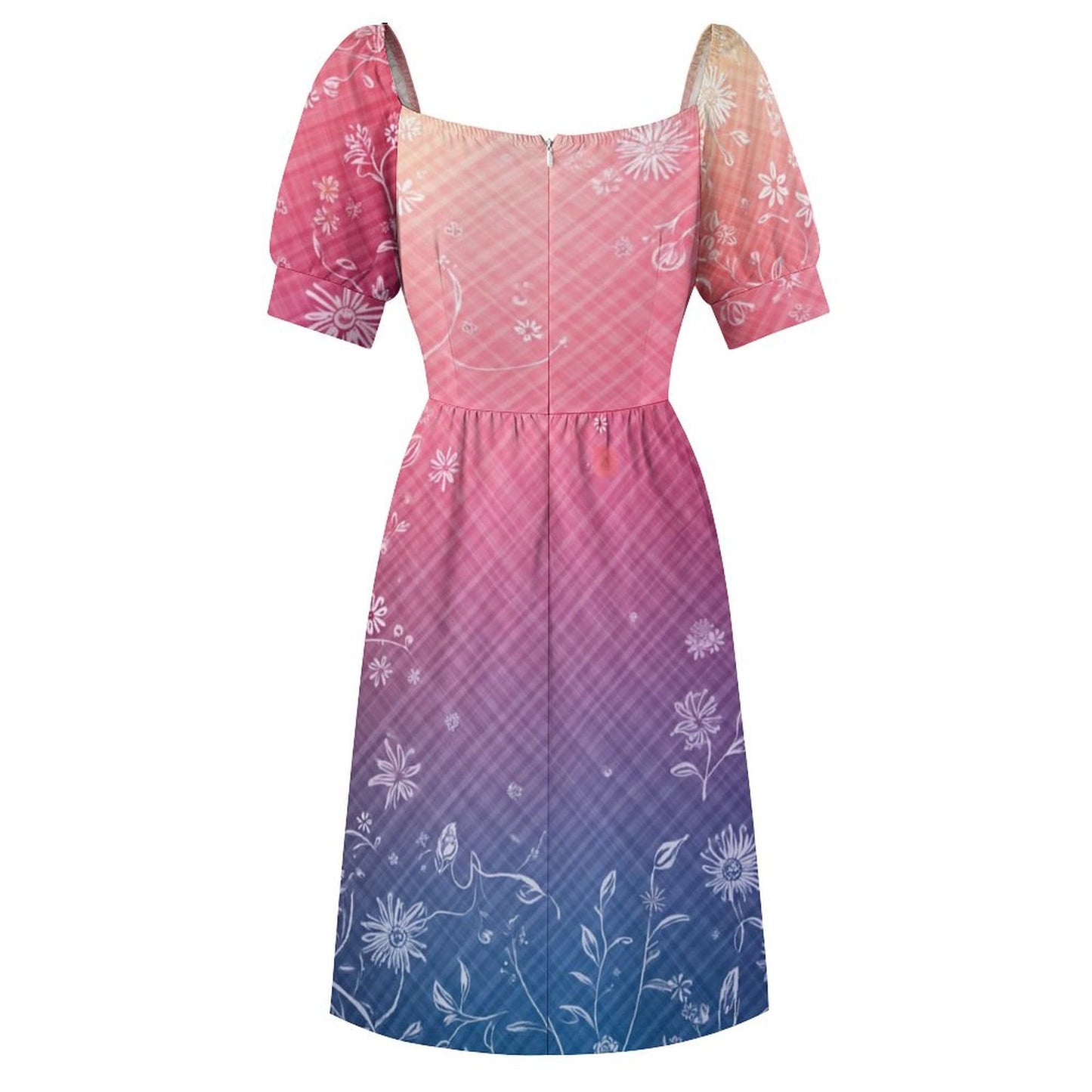 Robe Courte Évasée à Manches Bouffantes