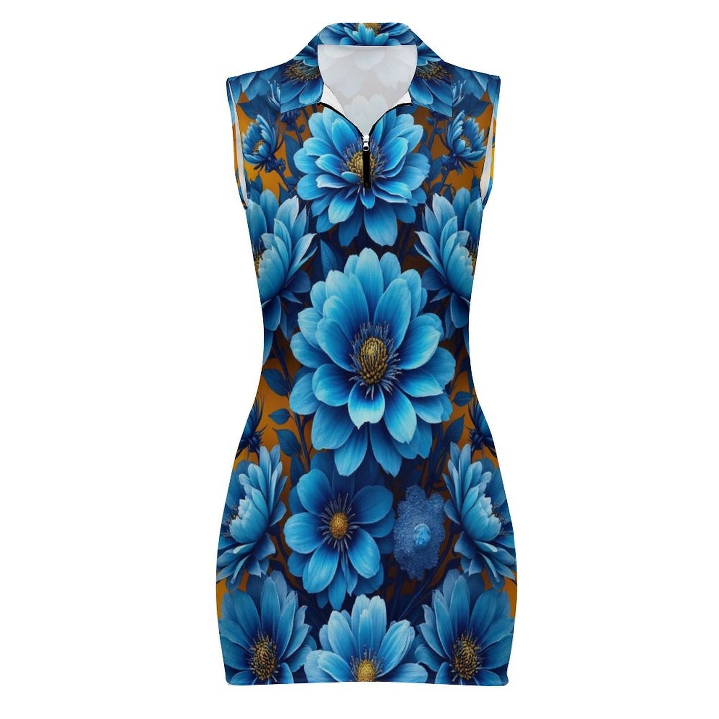 Robe Mini Moulante Zippée sans Manches