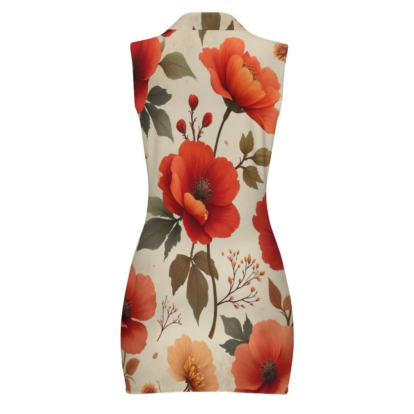Robe Mini Moulante Zippée sans Manches