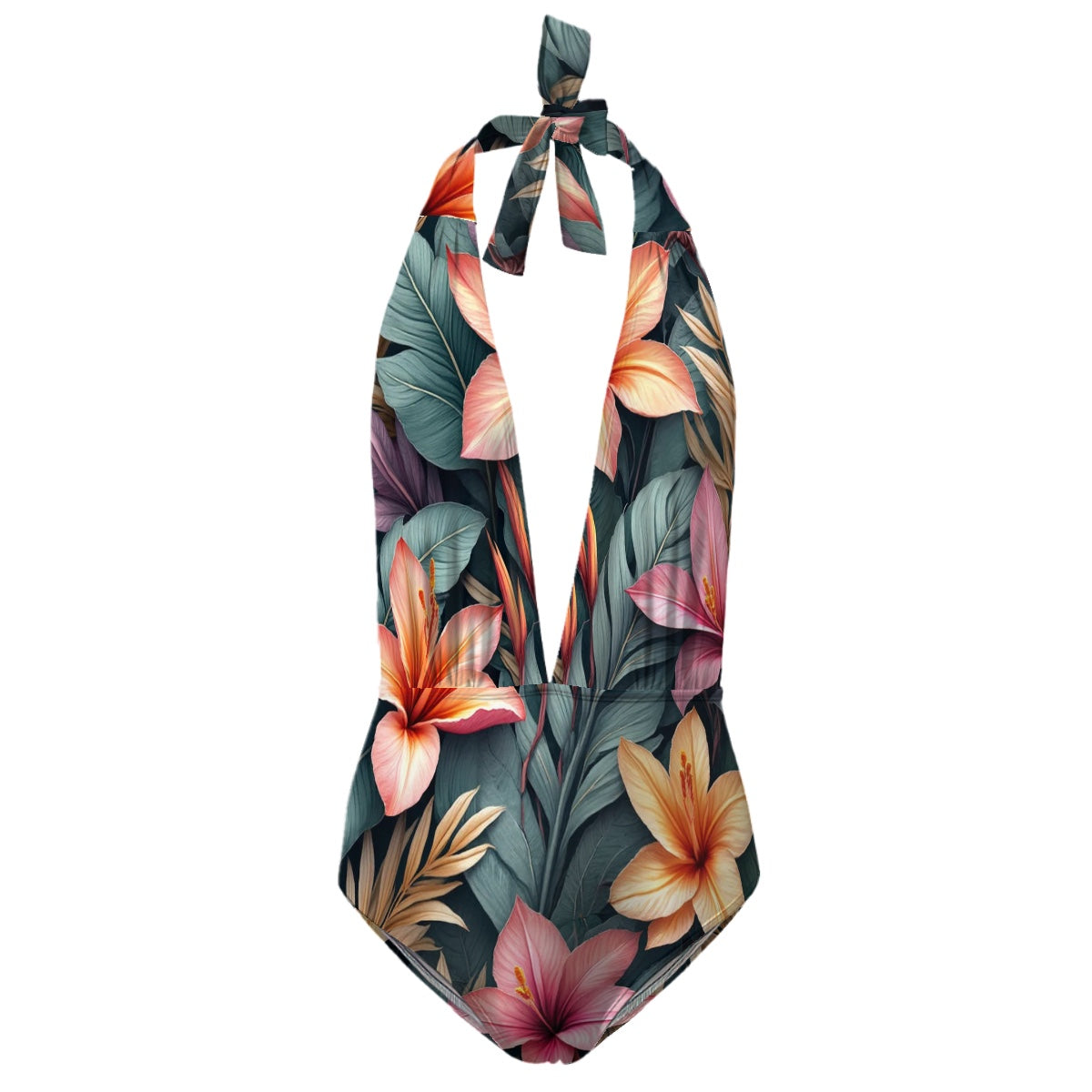 Maillot de bain une pièce en V profond pour femmes