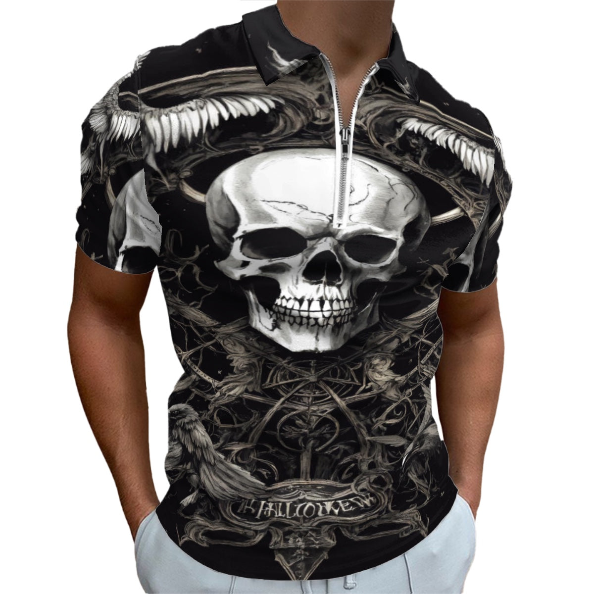 Polos zippés pour hommes Slim Fit