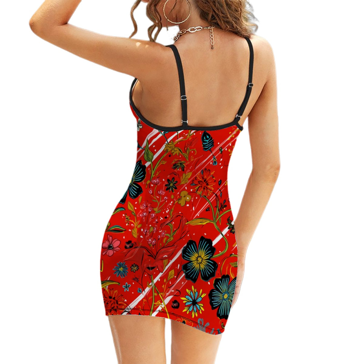 Robe moulante courte à col en V