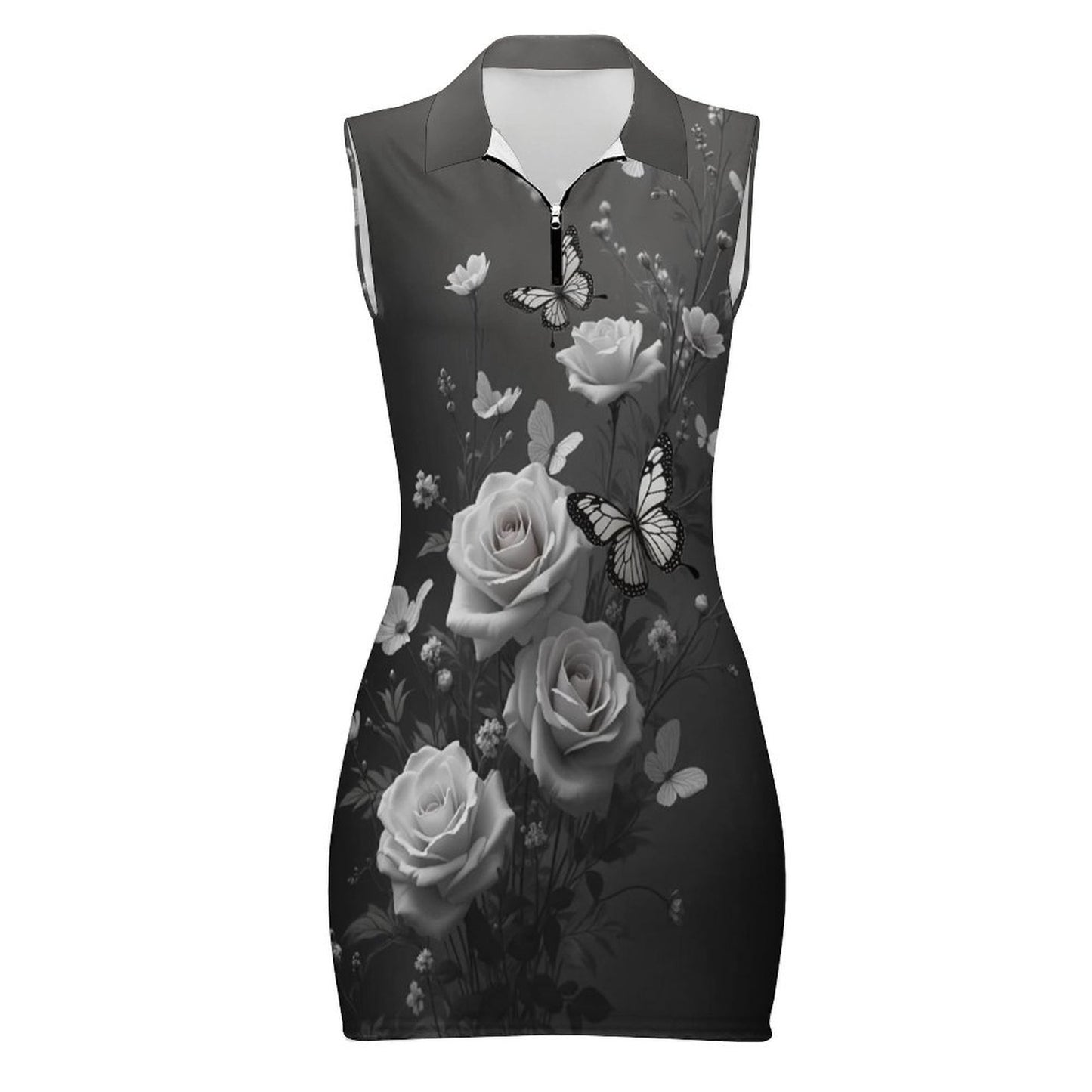 Robe Mini Moulante Zippée sans Manches