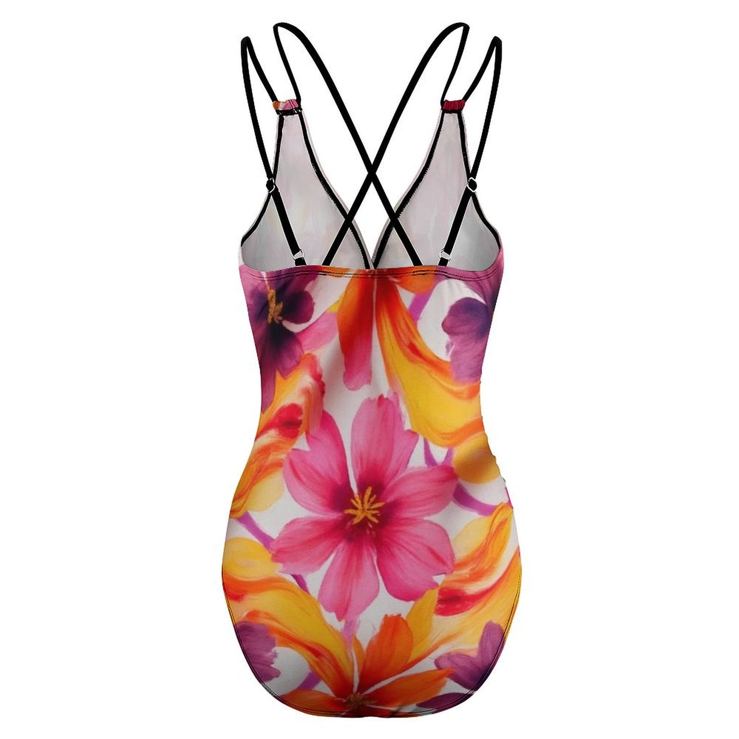 Maillot de Bain Une Pièce Col V Plongeant à Bretelles Croisées