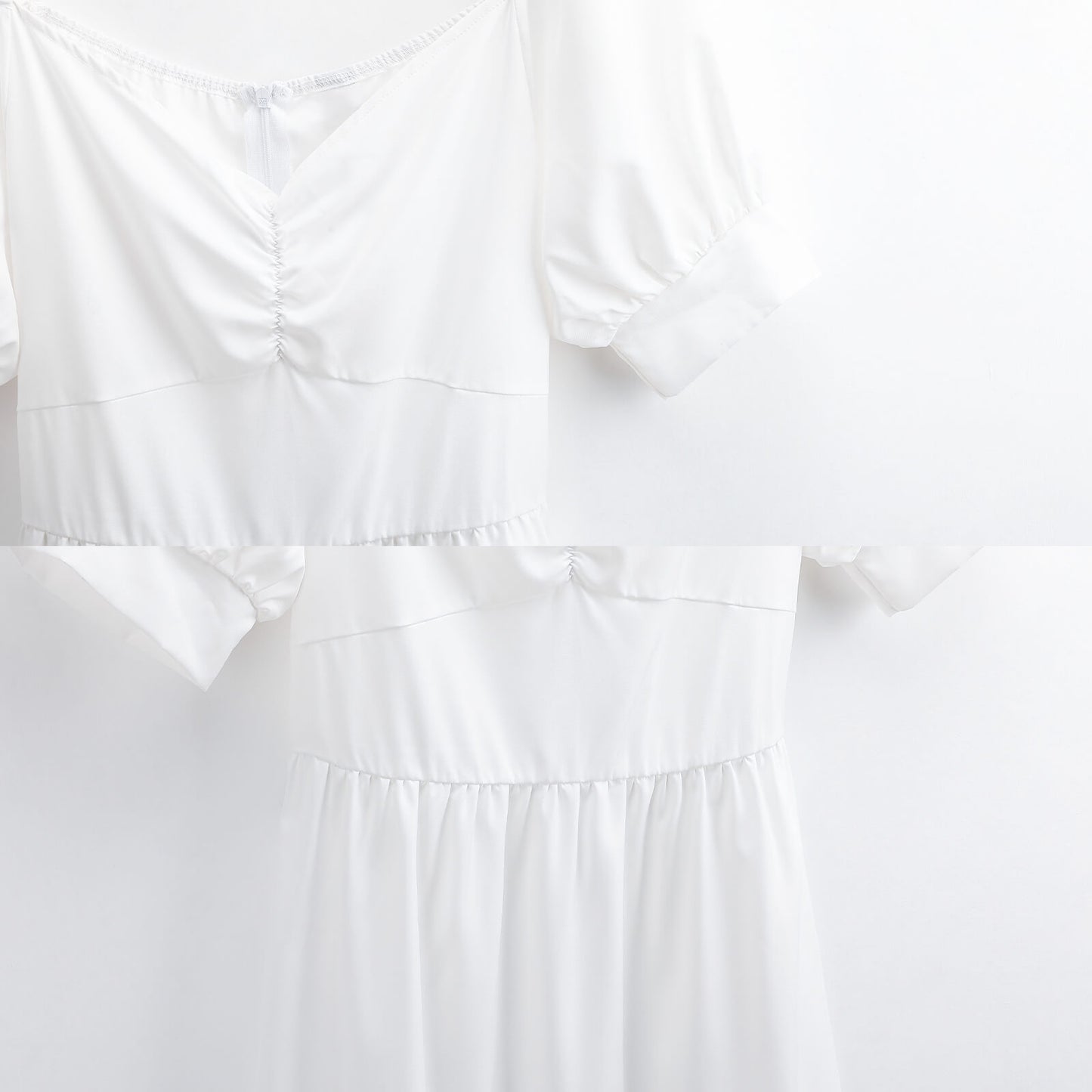 Robe Courte Évasée à Manches Bouffantes