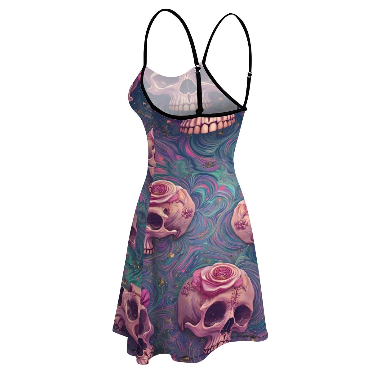Robe trapèze courte à bretelles spaghetti