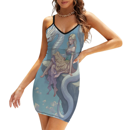 Robe moulante courte col en  V