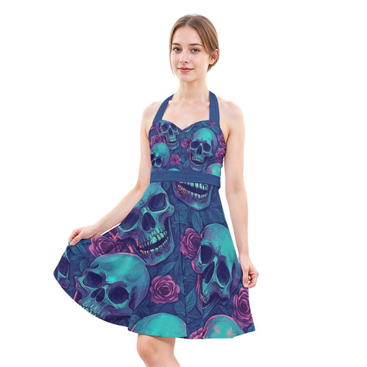 Robe patineuse licou sans manche pour femmes