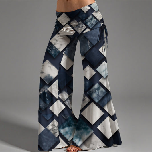 Pantalon taille haute à jambes larges