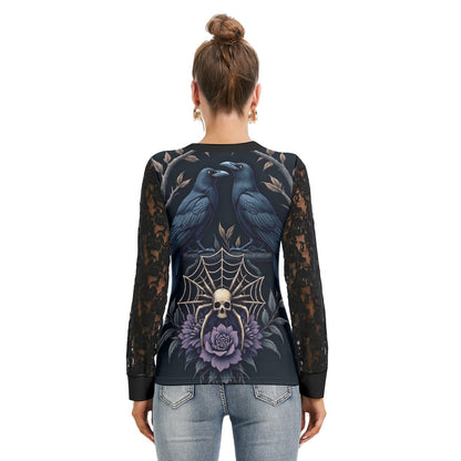 T-shirt  Manches Longues Avec Dentelle Noire