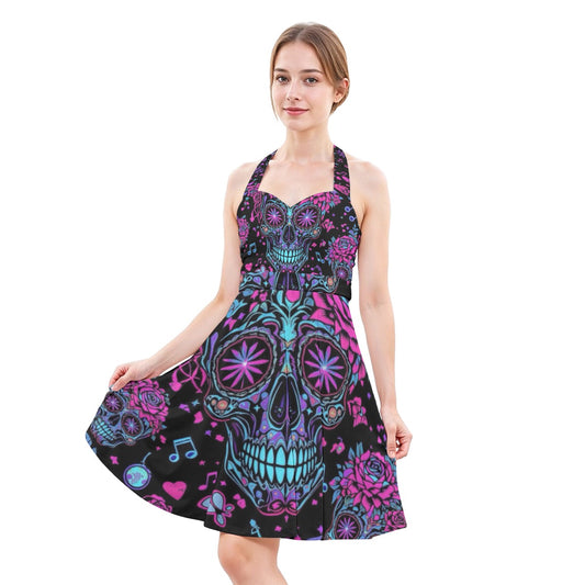 Robe patineuse licou sans manche pour femmes