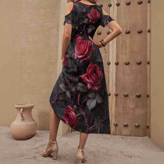 Robe à épaules dénudées à col en V pour femme