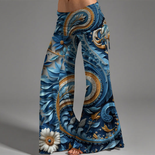 Pantalon taille haute à jambes larges