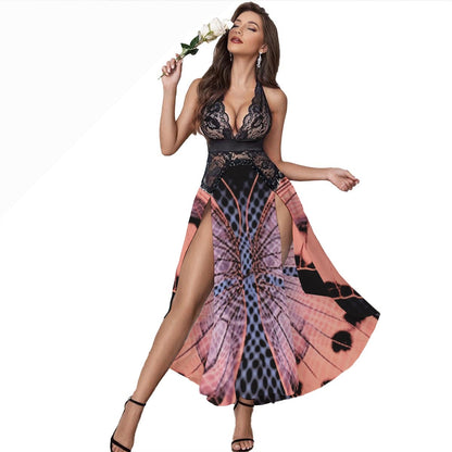 Robe Longue en Dentelle avec Fente