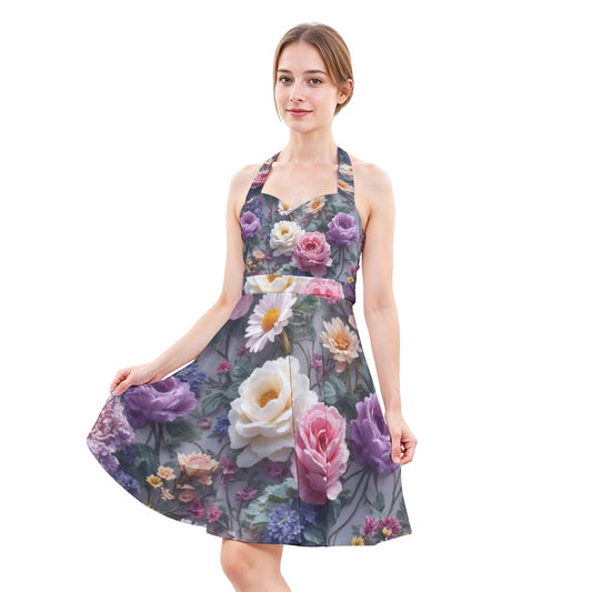 Robe patineuse licou sans manche pour femmes