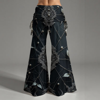 Pantalon taille haute à jambes larges