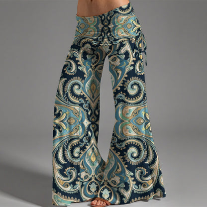 Pantalon taille haute à jambes larges