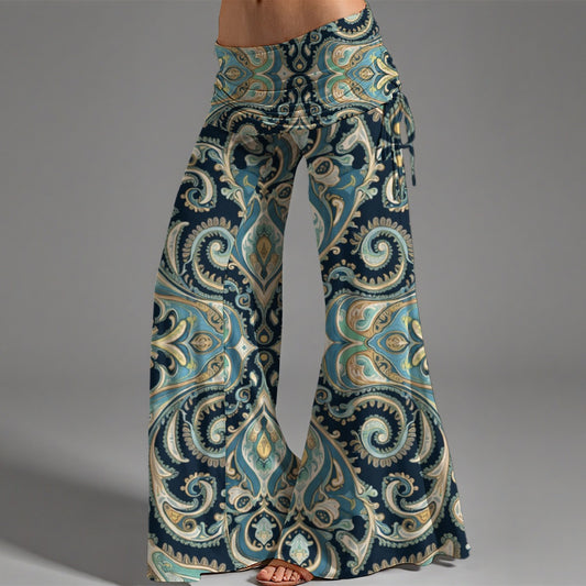 Pantalon taille haute à jambes larges