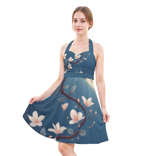 Robe patineuse licou sans manche pour femmes