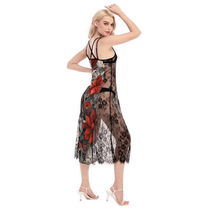 Robe Cami croisée en dentelle