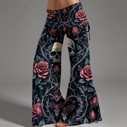 Pantalon taille haute à jambes larges