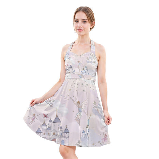 Robe patineuse licou sans manche pour femmes