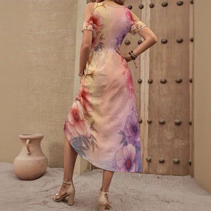 Robe à épaules dénudées à col en V pour femme