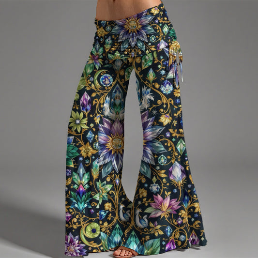 Pantalon taille haute à jambes larges