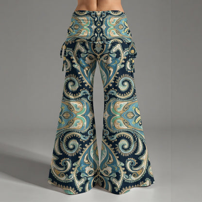 Pantalon taille haute à jambes larges
